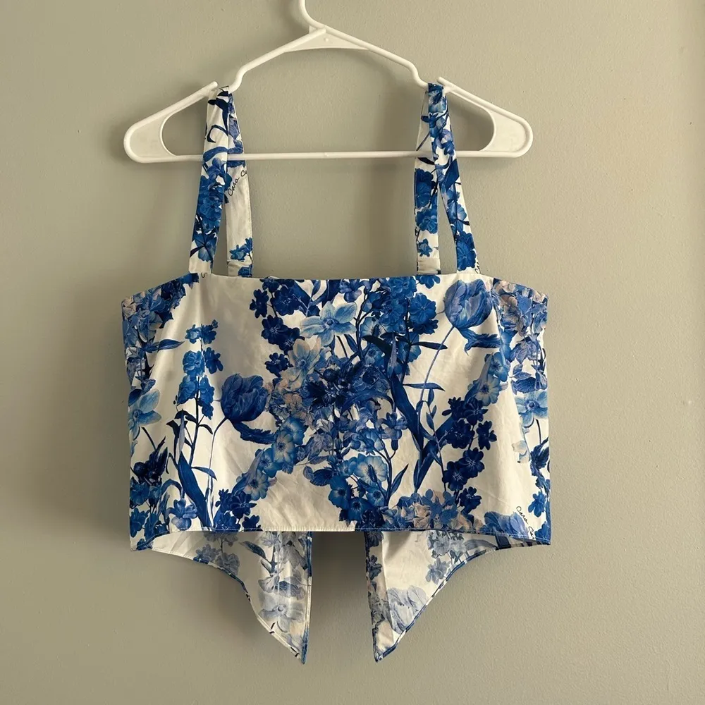 Cara Cara blue floral Nancy cropper blouse Size L - Image 4