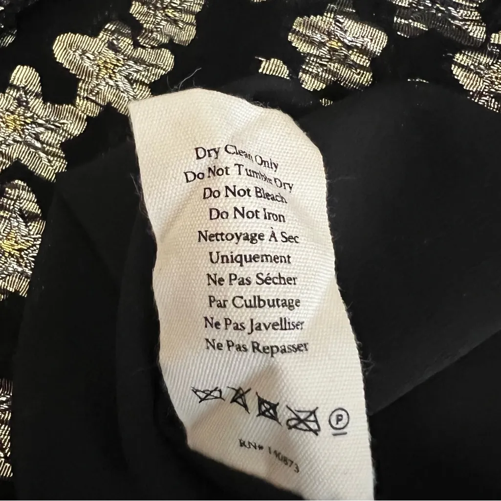 LoveShackFancy Women’s Seniya Black Gold Star Tiered Asymmetrical Mini Skirt M - Image 11