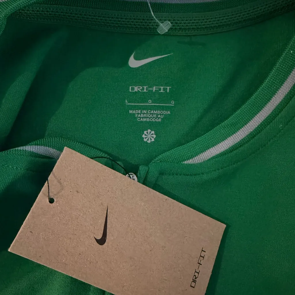 NIKE Dri-Fit Long Sleeve Coaches 1/4 Zip Shirt Colorblock Green Gray Size L NEW - Image 5