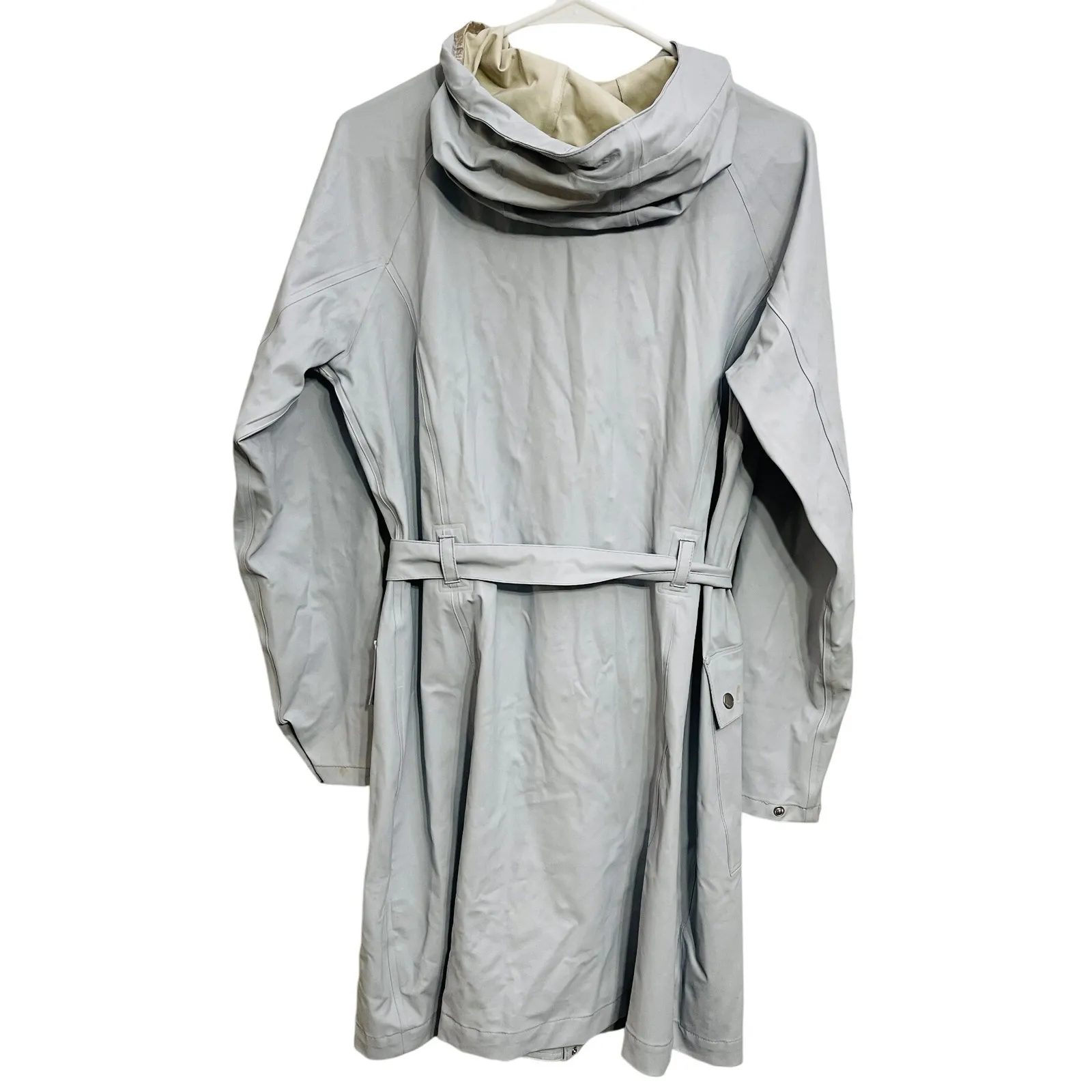 Ilse Jacobsen Rain71 Waterproof 5000mm Softshell Hooded Belted Jacket Gray 38 M Blue Size 8 - Image 2