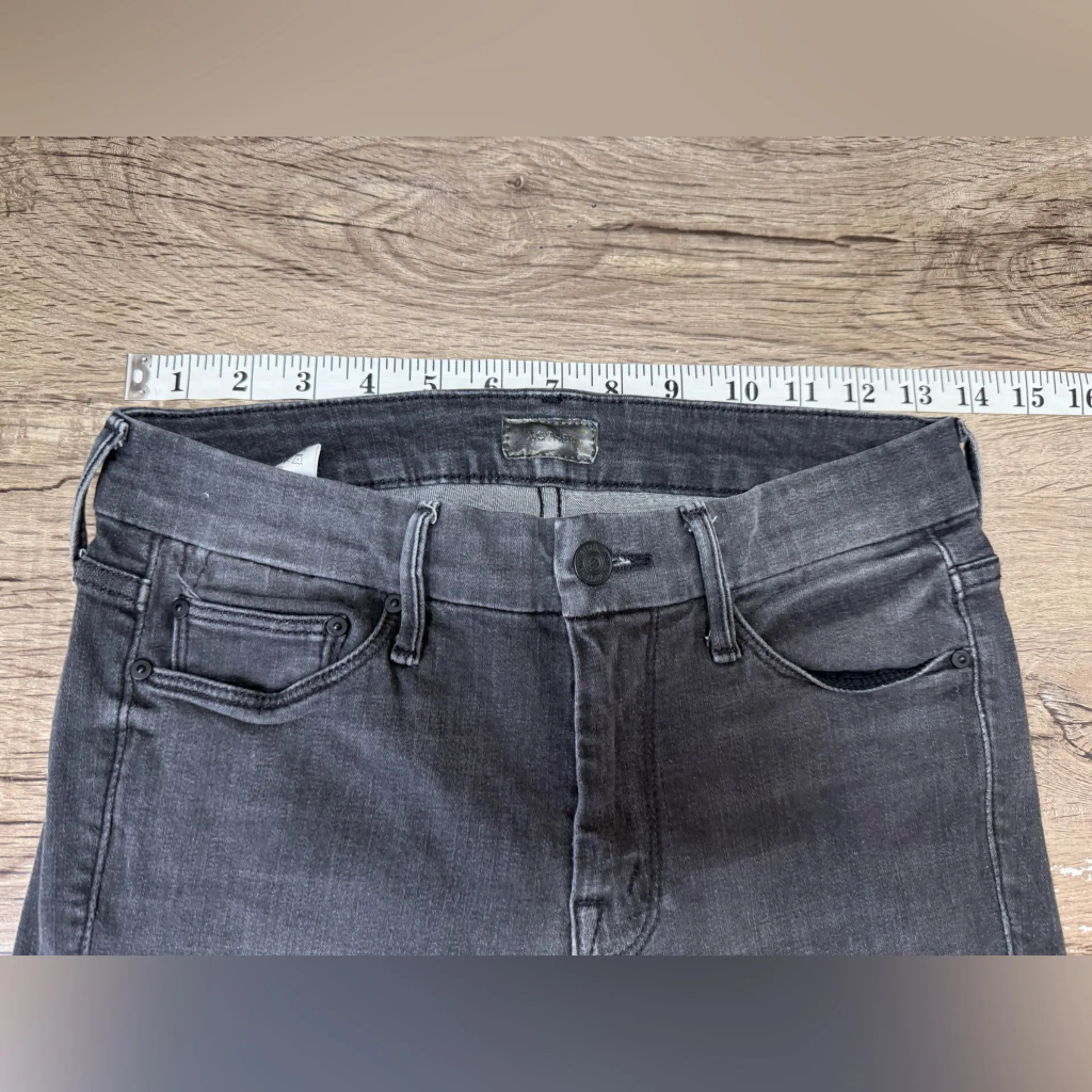 MOTHER The Looker Ankle Fray Jeans Stretch Rebels and Lovers Soft Black size 26 - Image 6