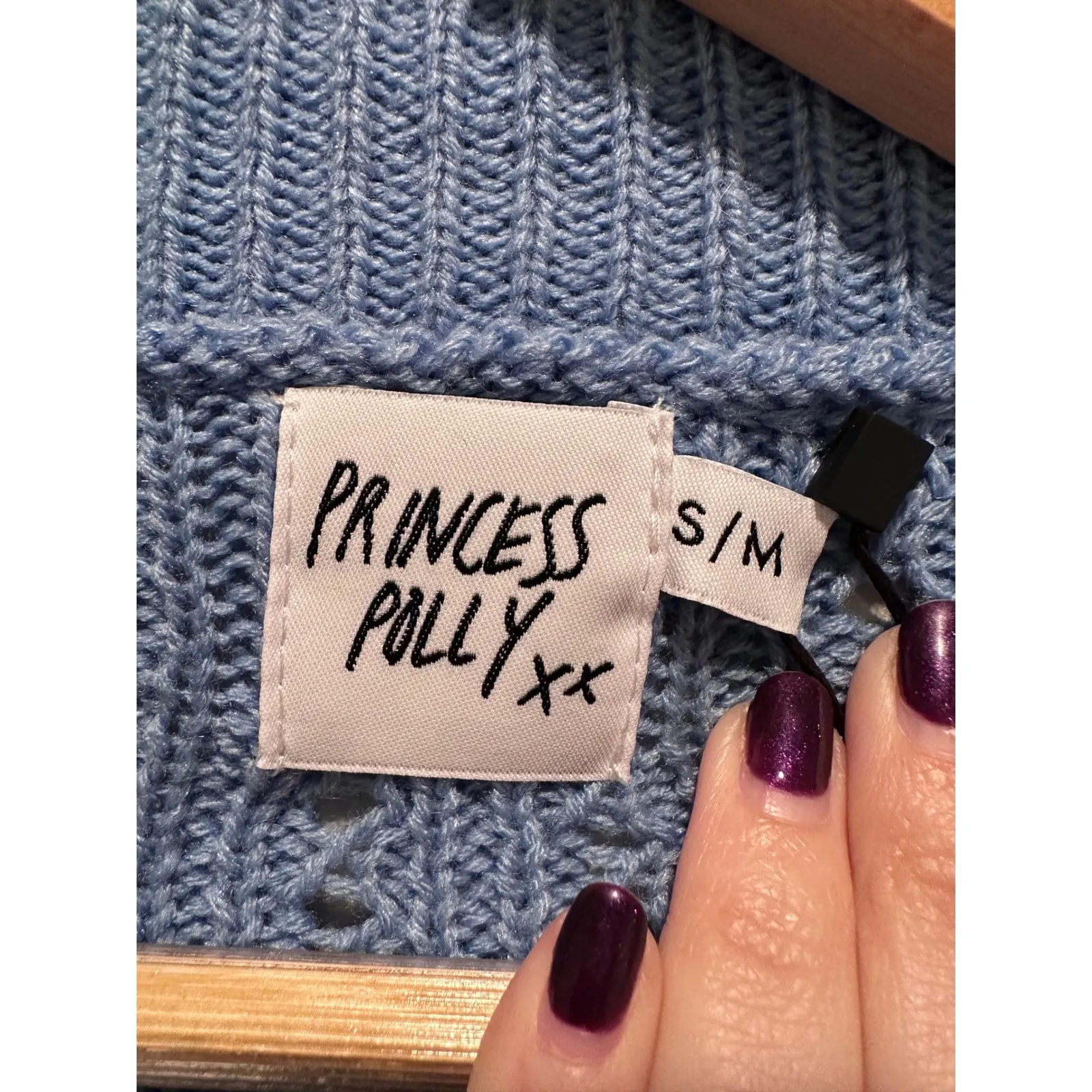 Princess Polly Blue Peachyo Sweater Oversized Balloon Sleeves Sheer Knit S/M NWT - Image 5