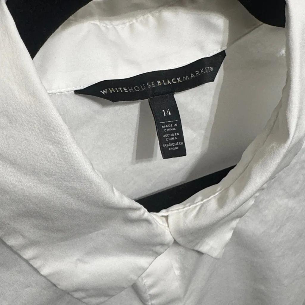 White House Black Market white long-sleeve lace-inset poplin shirt - Image 9