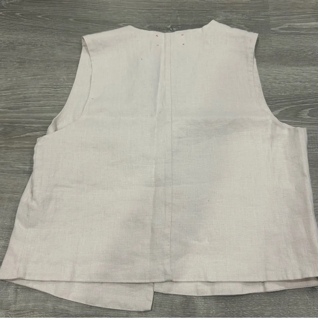 Xirena Vida Linen Front Button V Neck Light Pink Vest Size M Size M - Image 12