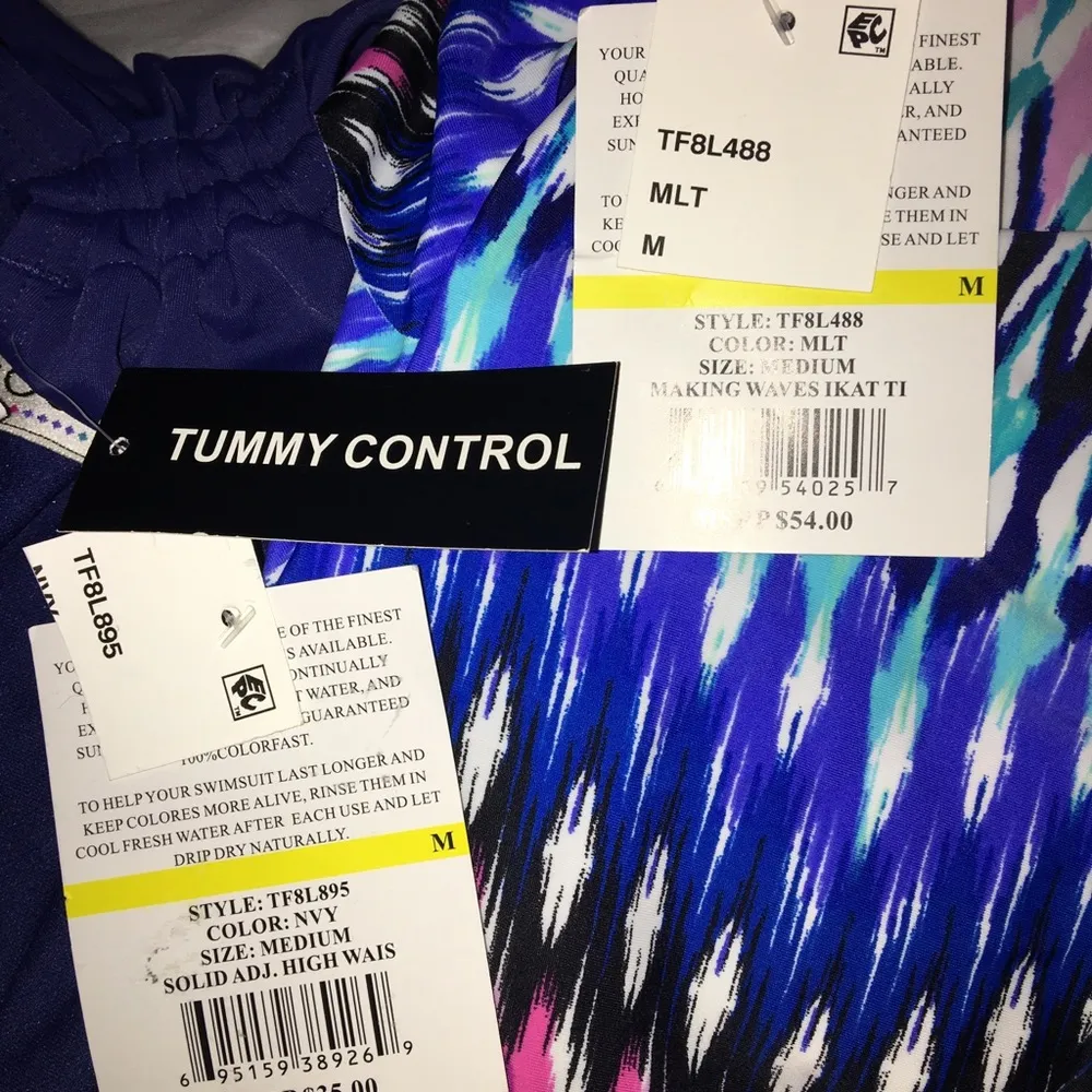 2pcs Set 24th&Ocean Tankini Swim Top Bikini Bottom Blue Size M - Image 8