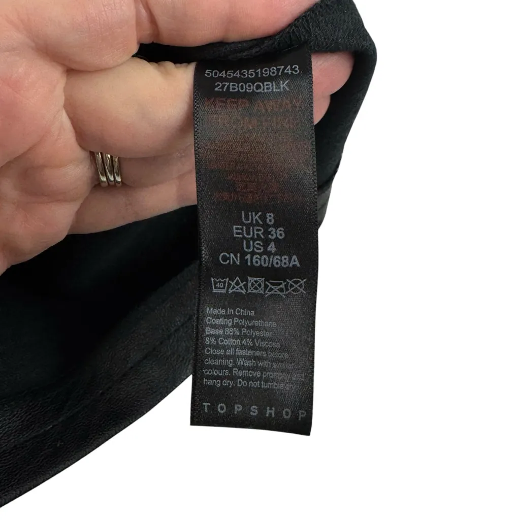 NWT TOPSHOP Faux Leather Mini Skirt‎ Vegan Leather Split Party Holiday 4 Small - Image 8