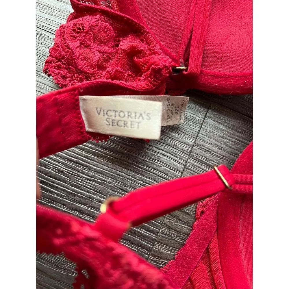 Victoria Secret Red Lace Push-Up Bra Padded Underwire‎ Romantic Valentine's Day - Image 5