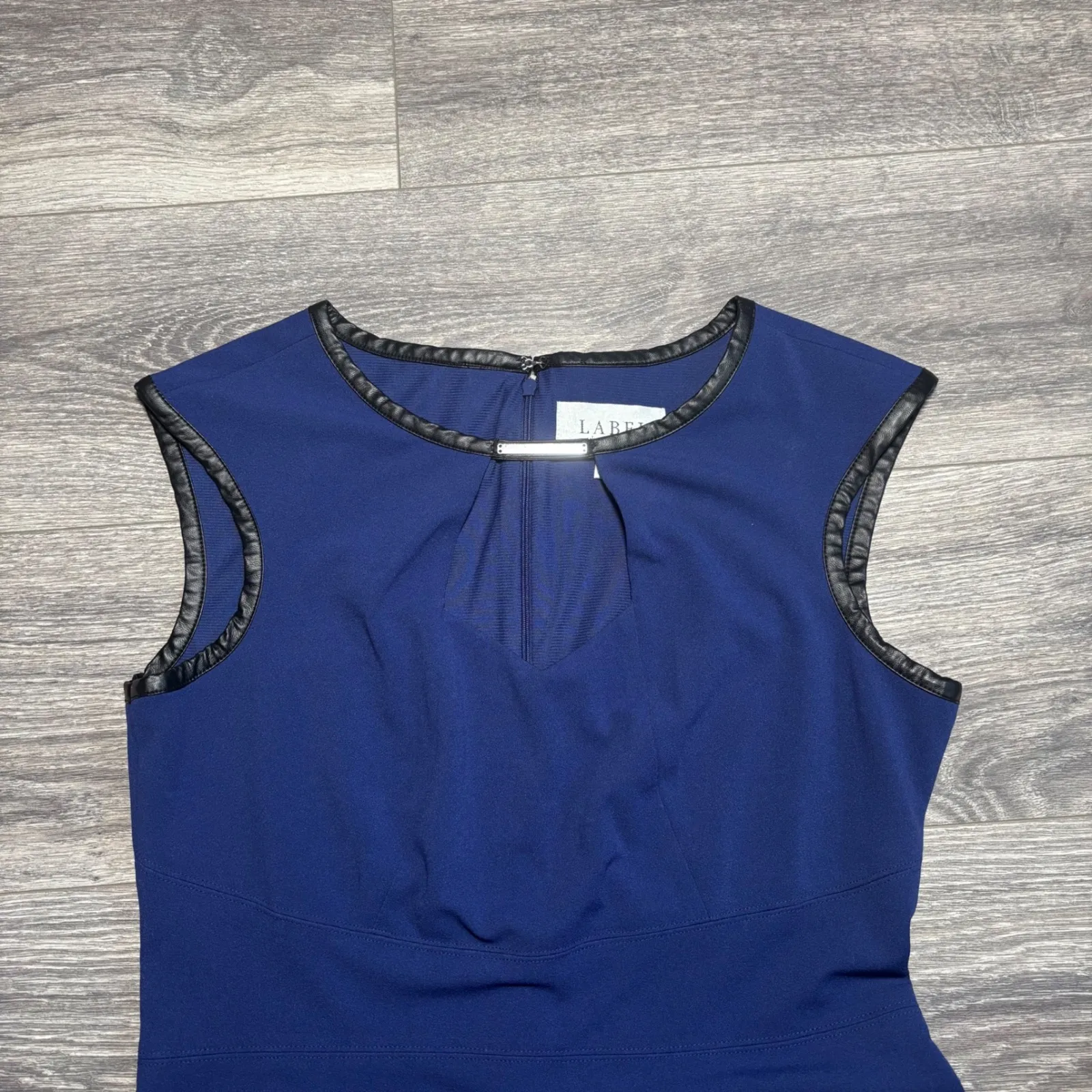 Label by 5 Twelve Womens Blue Sleeveless Sheath Dress Business Casual Office Med - Image 2