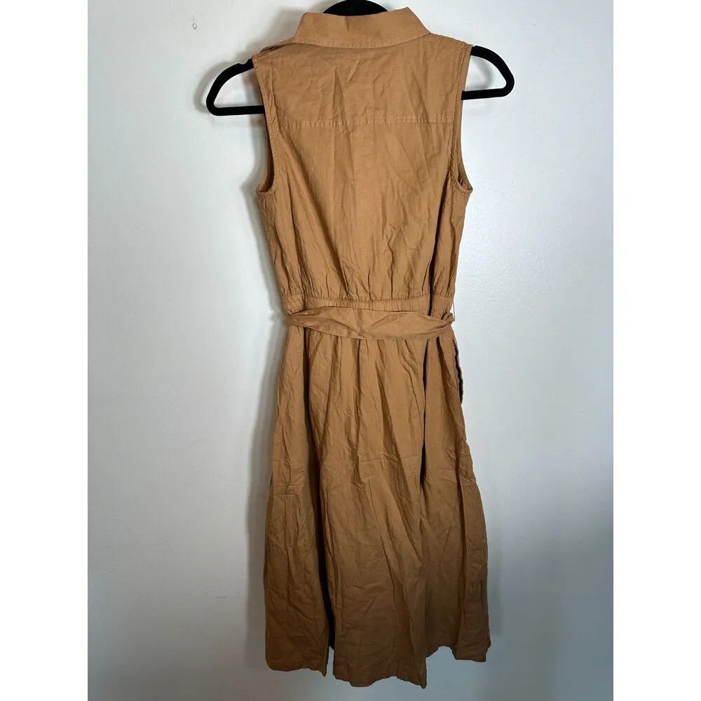 Pact Sunset Sleeveless ShirtDress Brown Sugar Organic Cotton Size XXS NWT - Image 5