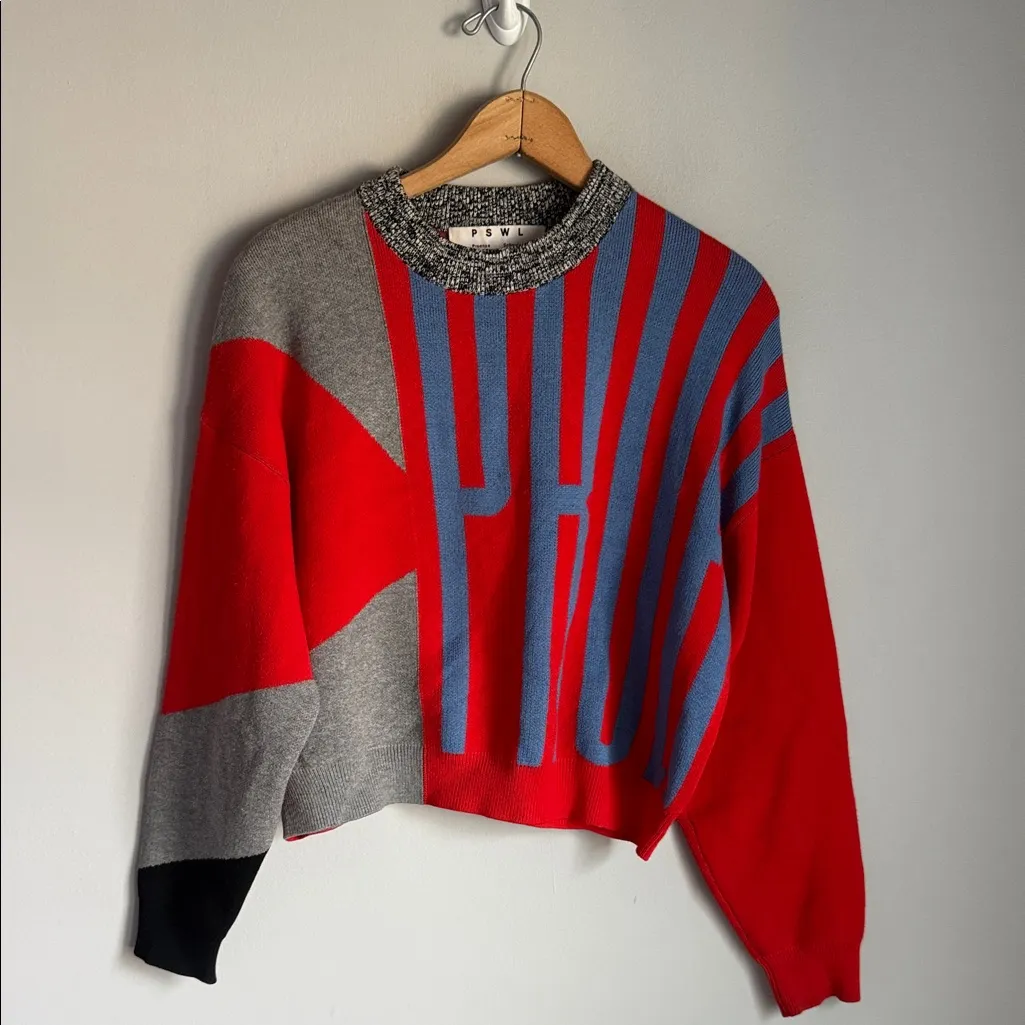 Proenza Schouler White Label Cropped Logo Jacquard Sweater Small - Image 2