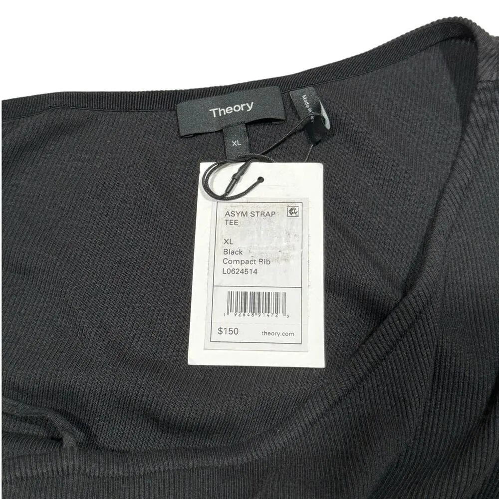 NWT! Theory Asymmetric Strap Ribbed Tee - Size XL - Image 5