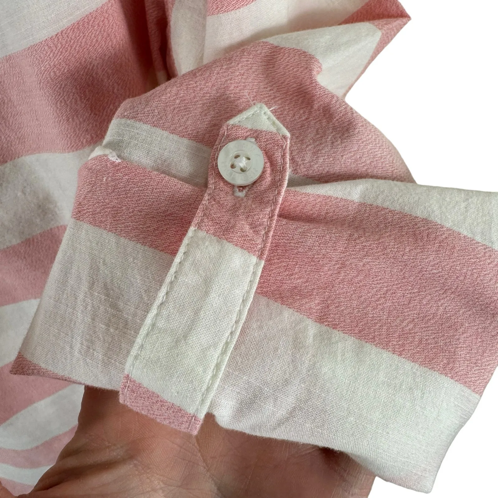 Tommy Hilfiger Pink Striped Cotton Boyfriend Fit‎ Shirt Medium - Image 6