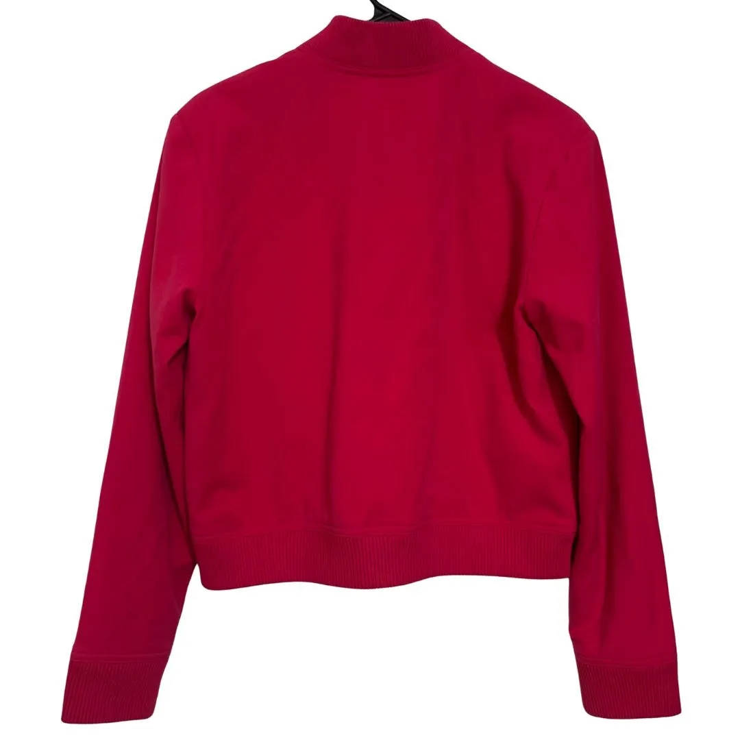 JASON WU Snap Front Boxy Bomber Jacket Hot Pink Stretch Viscose EUC Medium - Image 5
