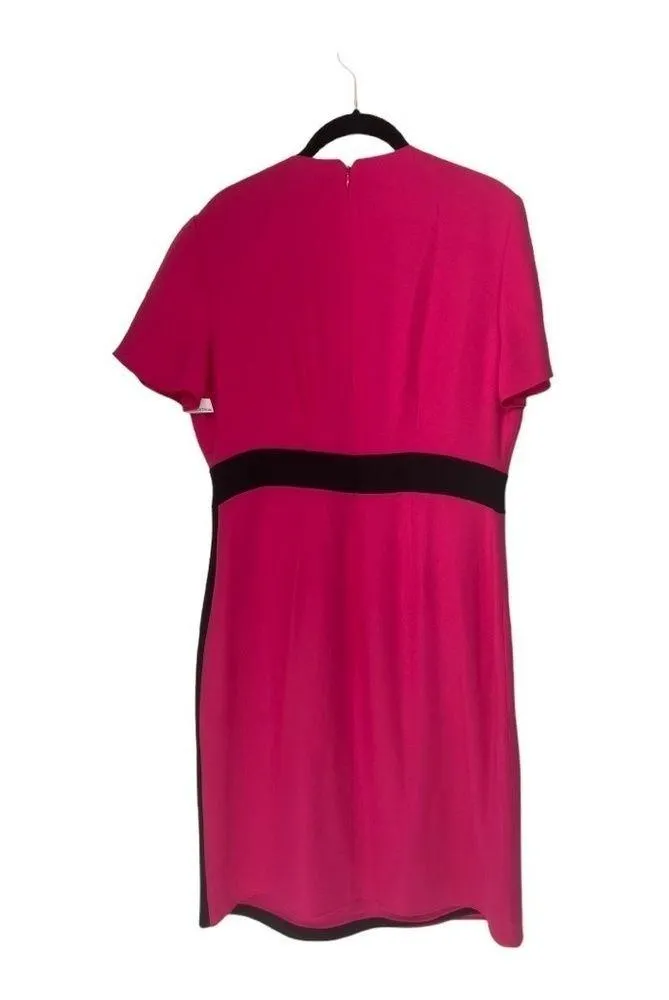 St. John Pink Black Colorblock Silk Short Sleeve Sheath Dress Size 8 New - Image 2