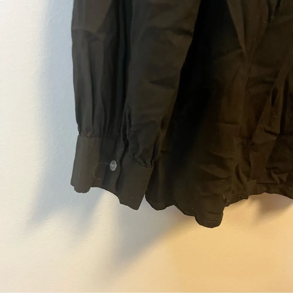 James Perse Top Black Artist Blouse Long Sleeve Round Neck Top Sz 3 (L) EUC - Image 11