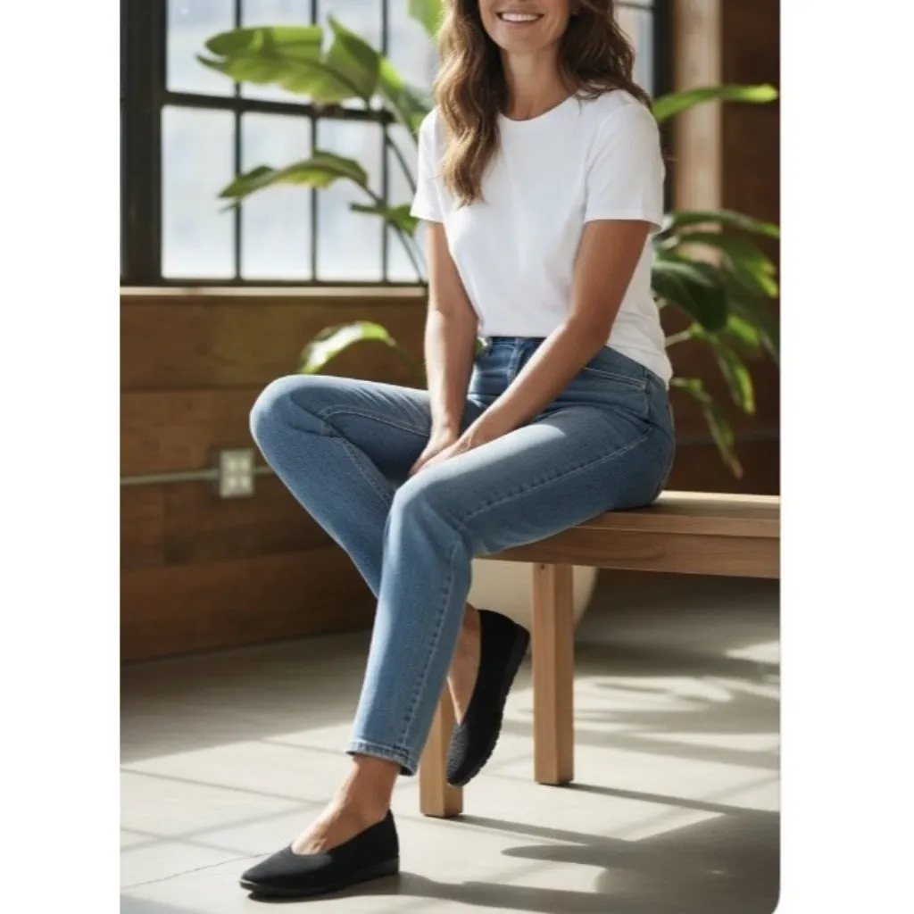 *Eileen Fisher Heaven Stretch Knit Wedge Ballet Flat Size 8.5 Black Quiet Luxury - Image 14