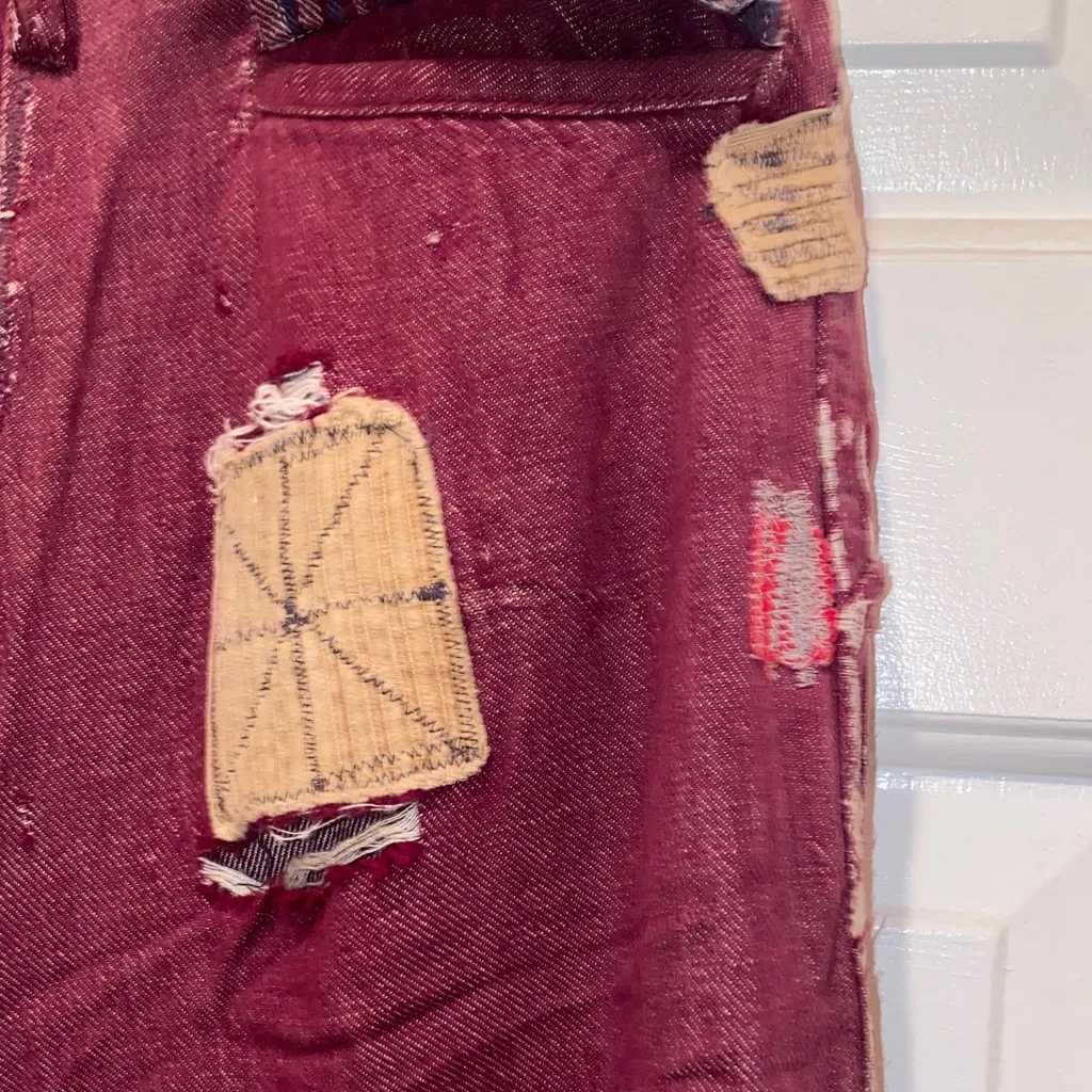 Women's70s Vintage Patchwork Flare Jeans Purple Size 24 - Image 11