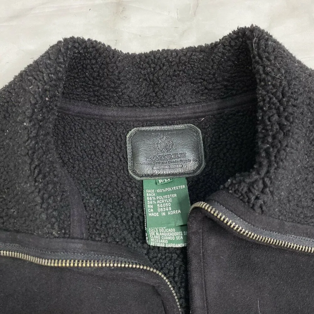 Ralph Lauren Vest Black Label Women’s Medium P/M Winter Zip Faux Fur Suede - Image 4