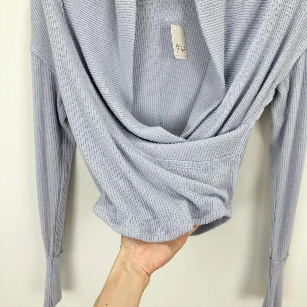 Free People Hold Me Close Wrap Top Long Sleeve Ribbed Balletcore Pilates XS NWT - Image 7