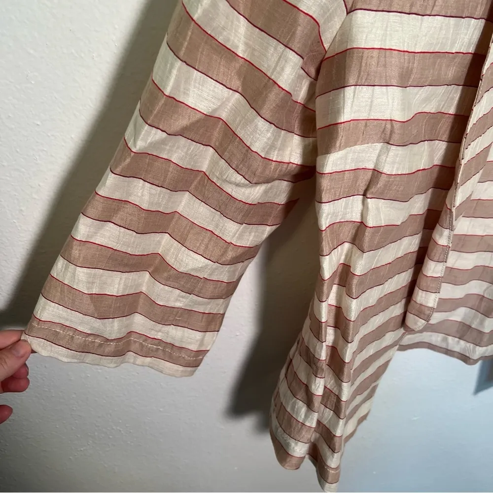 Loft Open Lightweight Blazer Beige Cream Stripes - Image 7