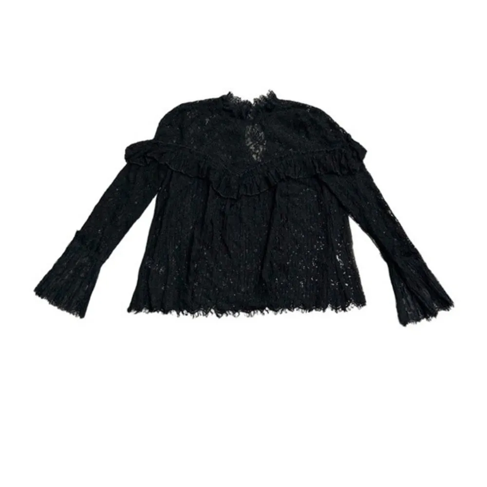 Saylor x Revolve Mariella Lace Ruffle Blouse in Black Goth Witchy - Image 2