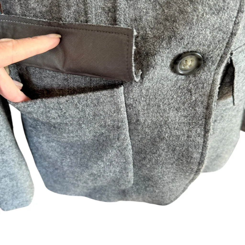 Banana Republic  gray long sleeve collared button down wool coat with pockets 4 - Image 6