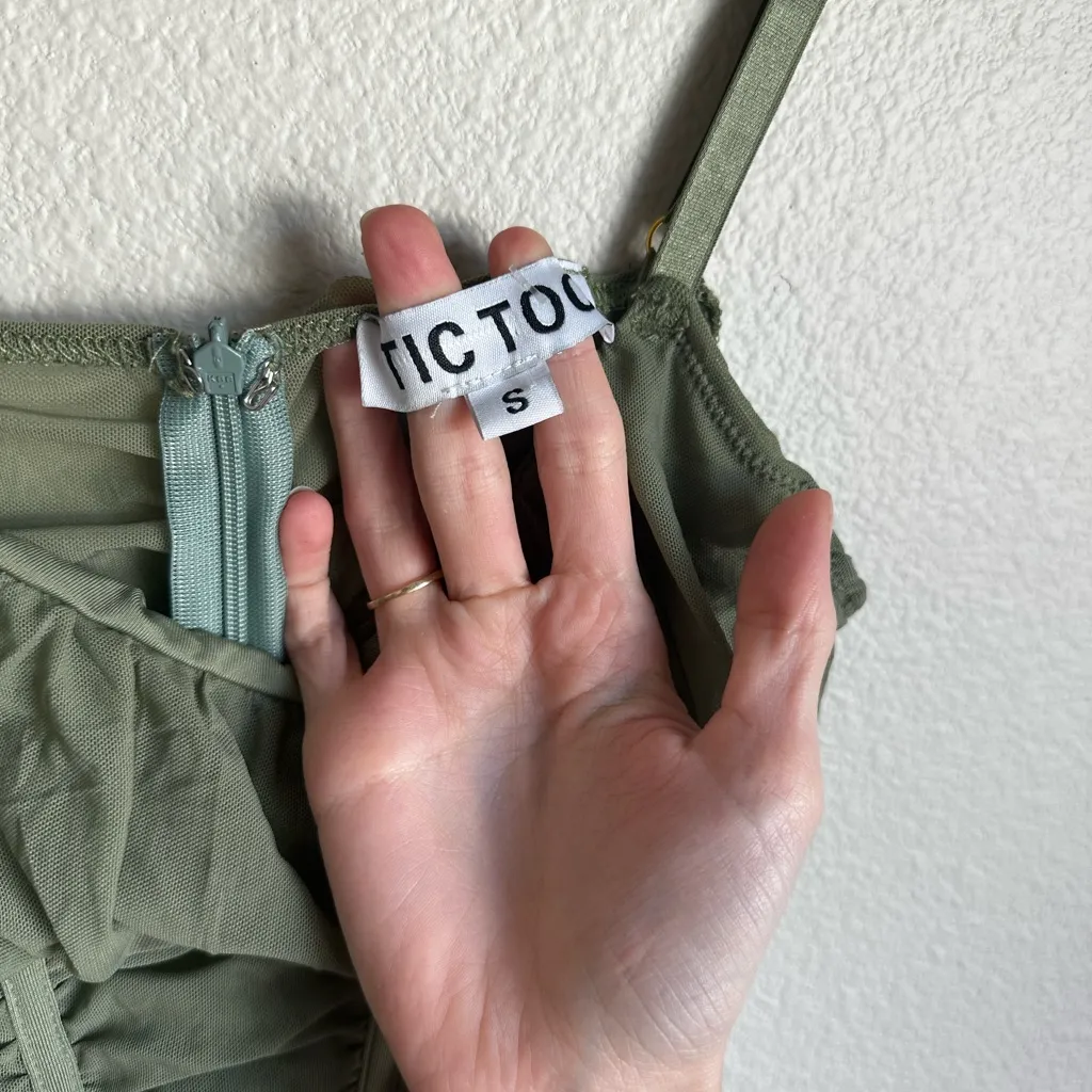 Elegant Olive Green Mini Dress - Image 4