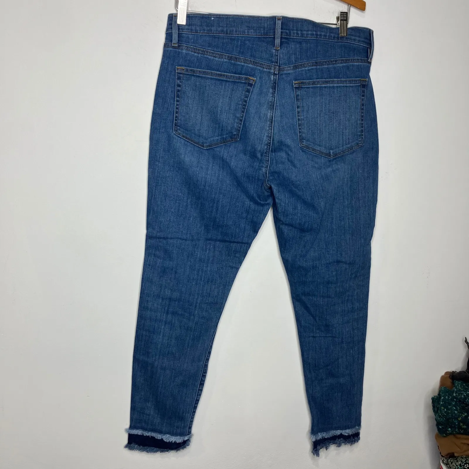 Loft skinny jeans double layer raw hem women's size 12/31 casual boho artistic - Image 5