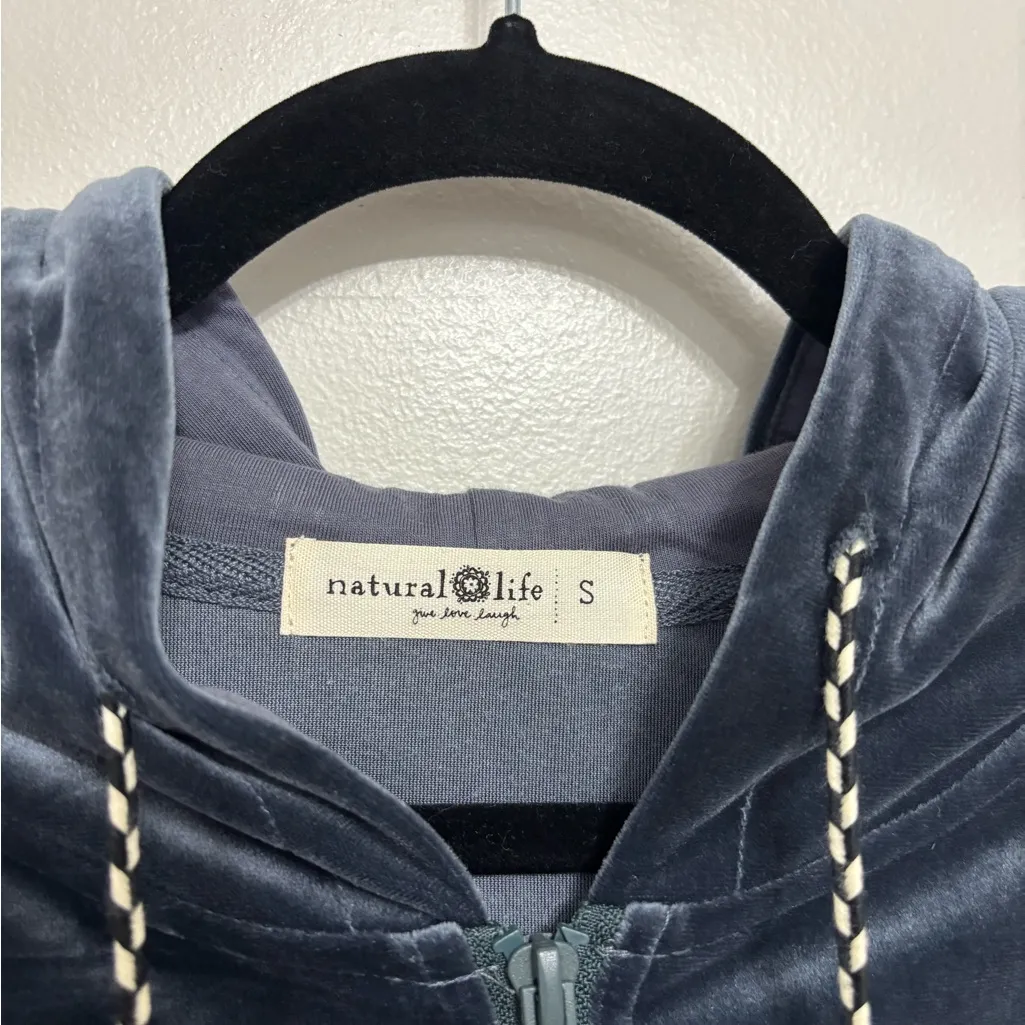 Natural Life Make It Happen Velvet Slate Gray Full Zip Hoodie - Size S - Image 4