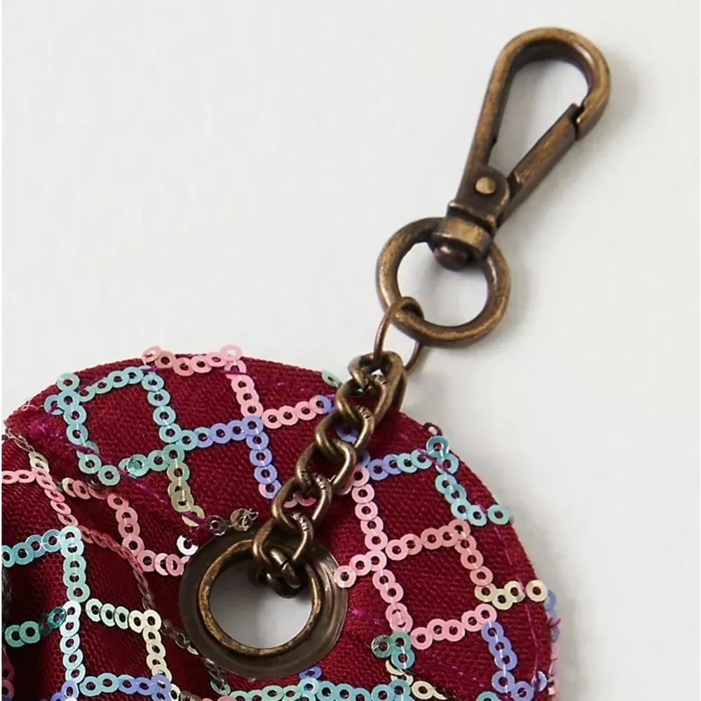 Free People Ruby Coin Purse NEW NWT Sequin Burgundy Purse Handbag Clip - Image 7