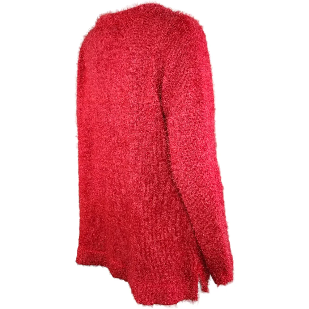 French Laundry Women's Large Fuzzy Ugly Christmas Sweater Reindeer Red Pullover - Image 10