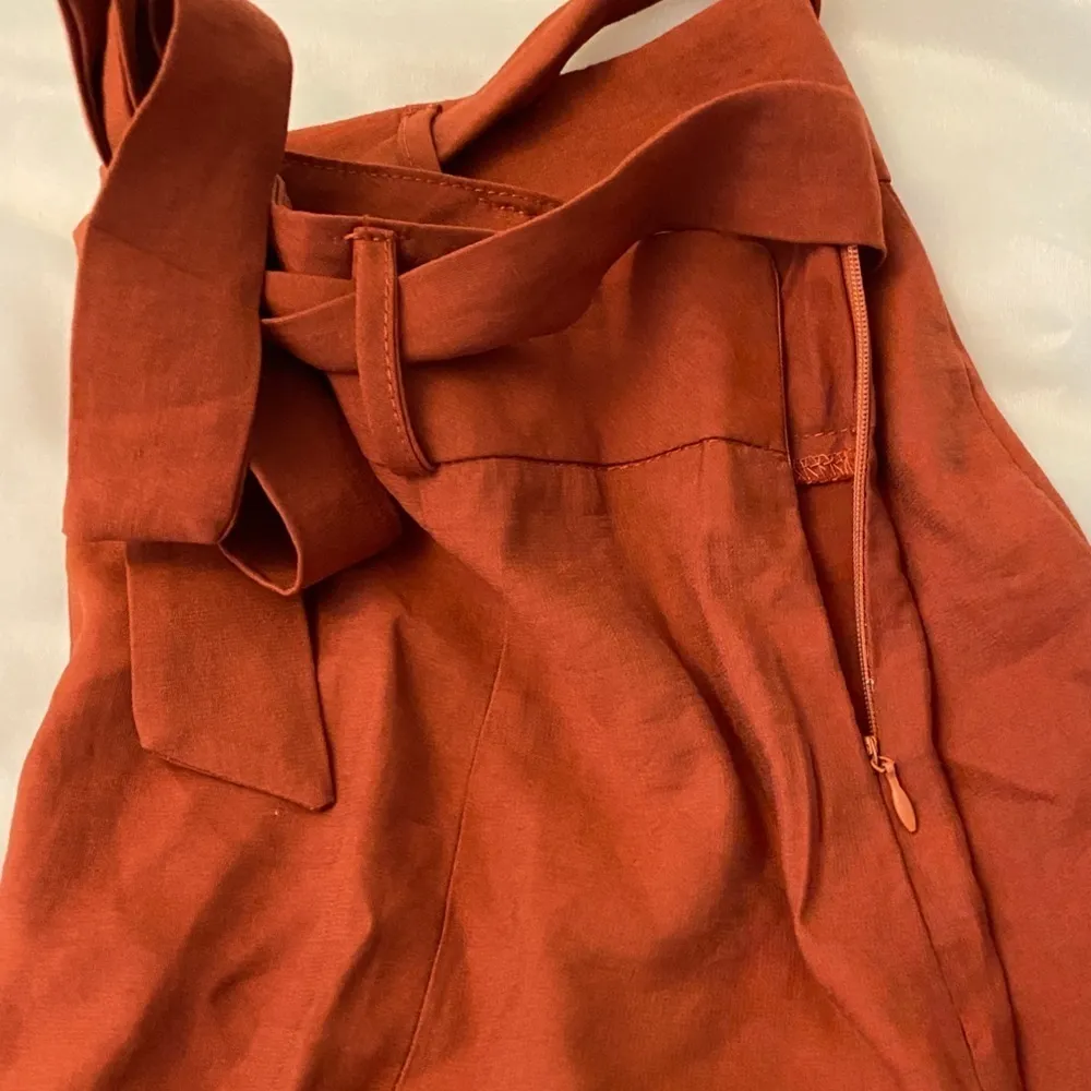 Burnt Orange Paper Bag Tie Shorts Size M - Image 3