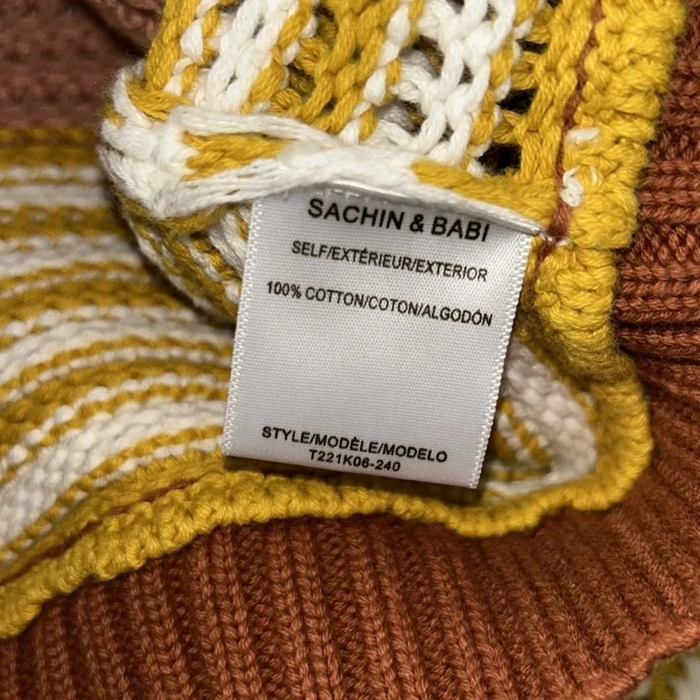 Sachin + Babi  Striped Cropped Cotton
Cardigan(Size Medium) - Image 3