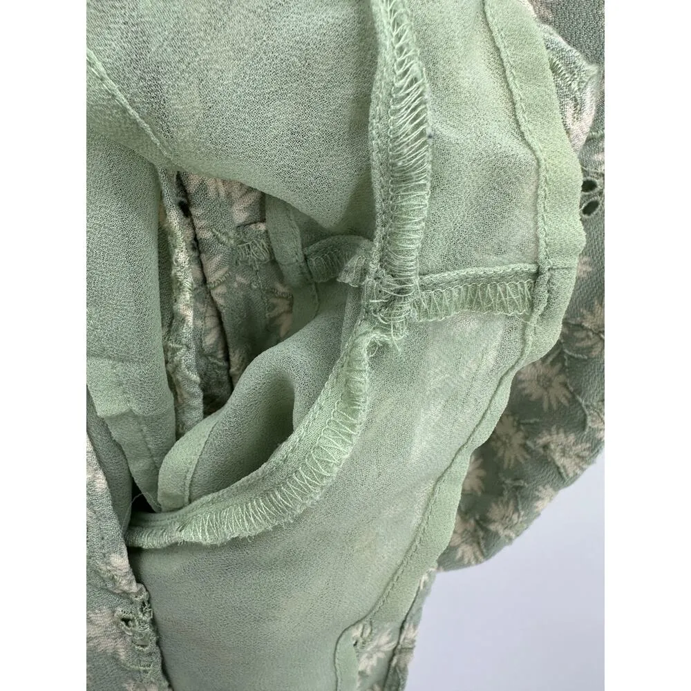 American Eagle AEO Green Cream Floral Print Romper Women's Size X-Small XS - Image 7