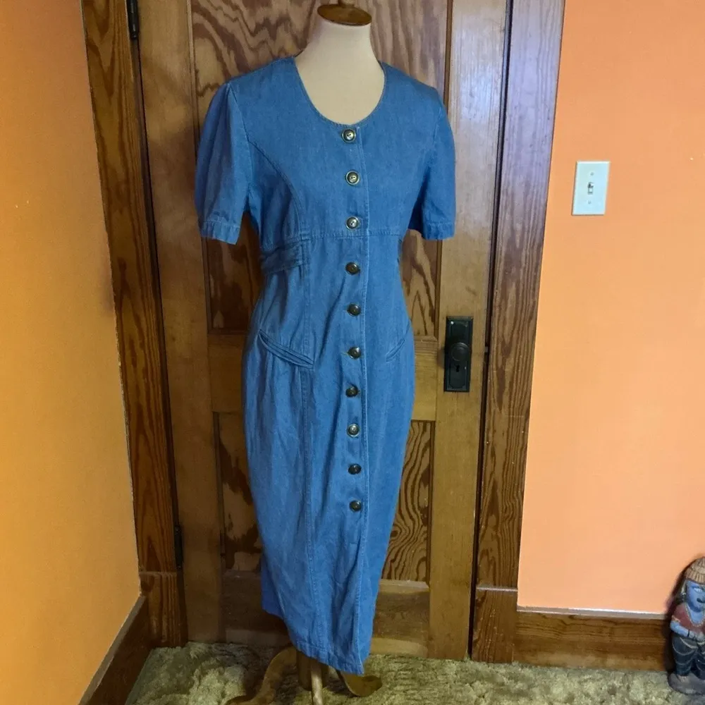 Vintage 90s denim maxi dress Blue Size M - Image 5