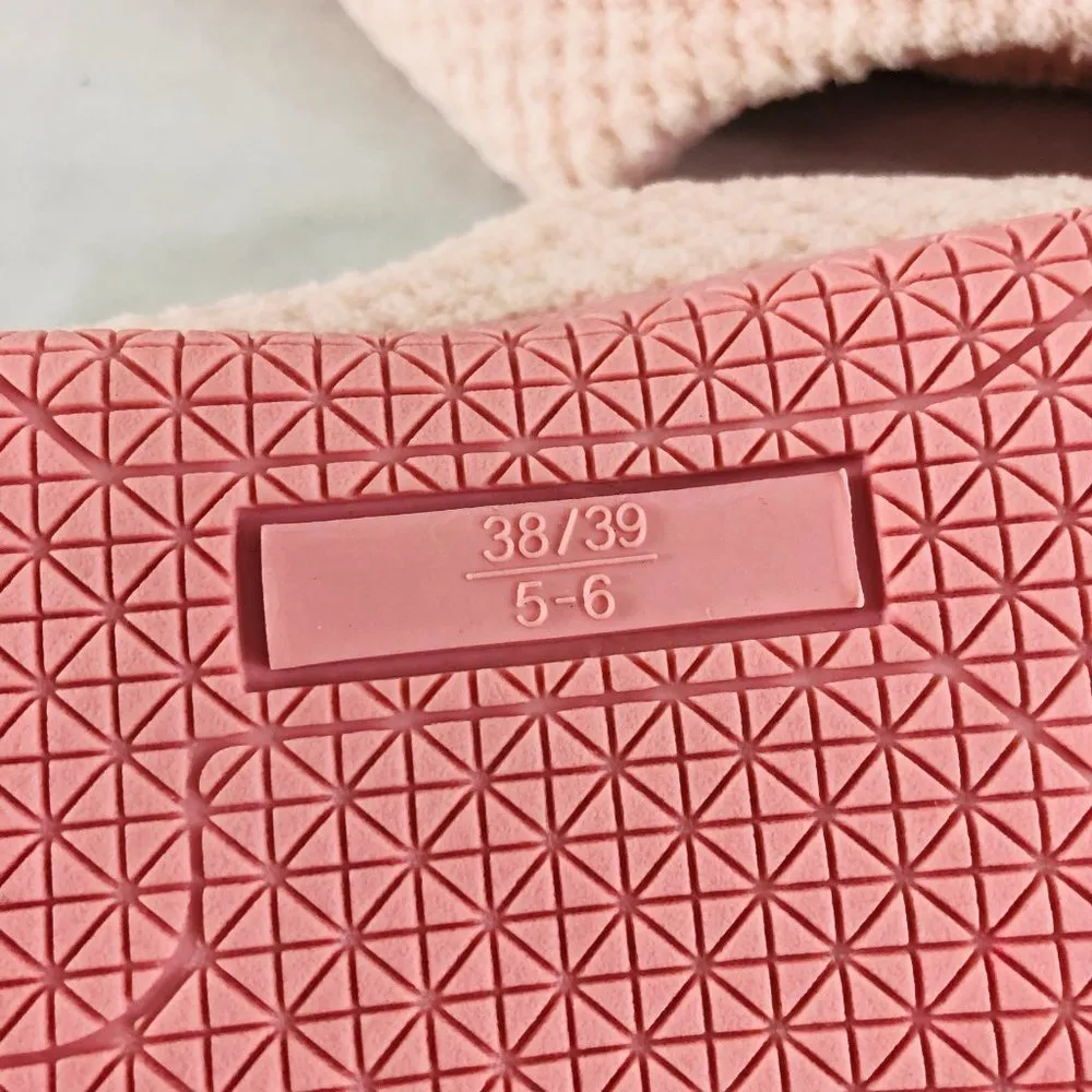 Womens Clog Slippers Fuzzy Slip On Pink US 7/8 - Image 4