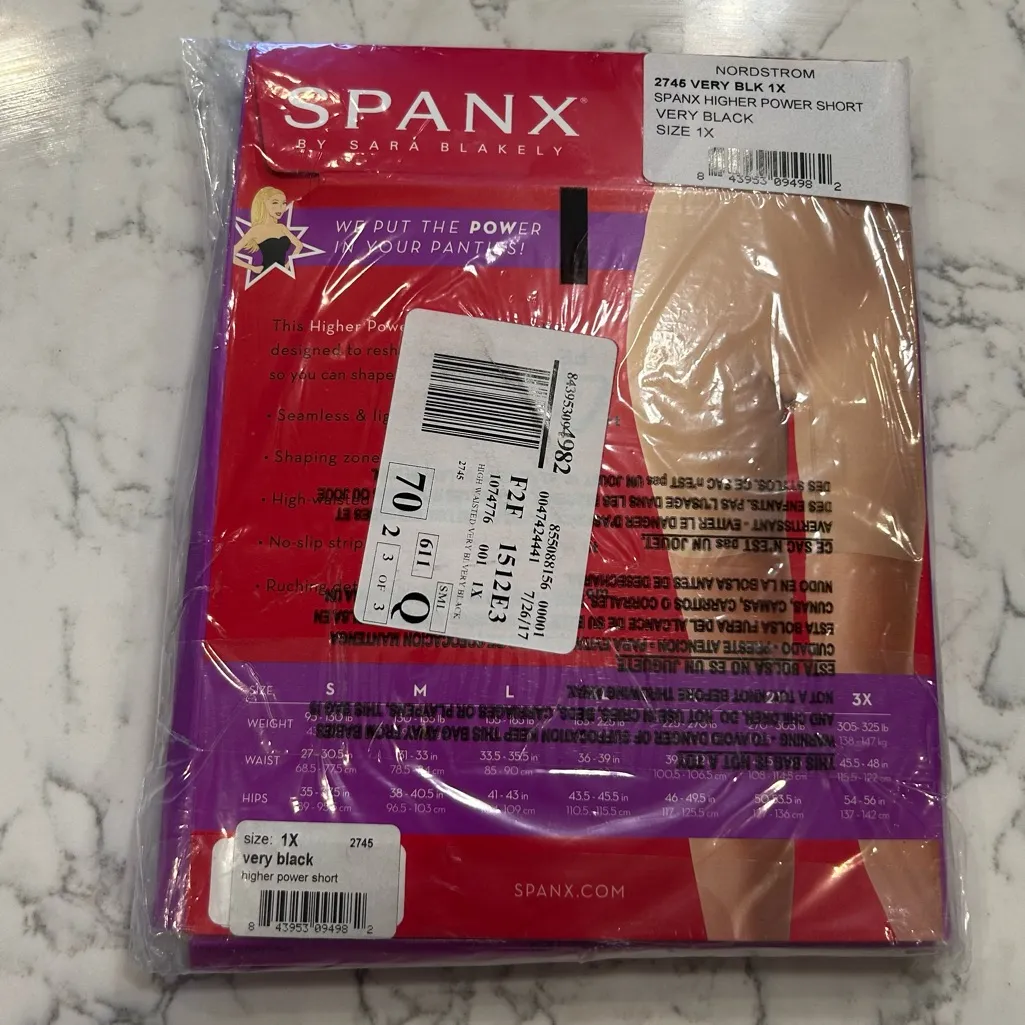 NWT Spanx Higher Power Short Color Very Black Plus Size 1X - Image 2