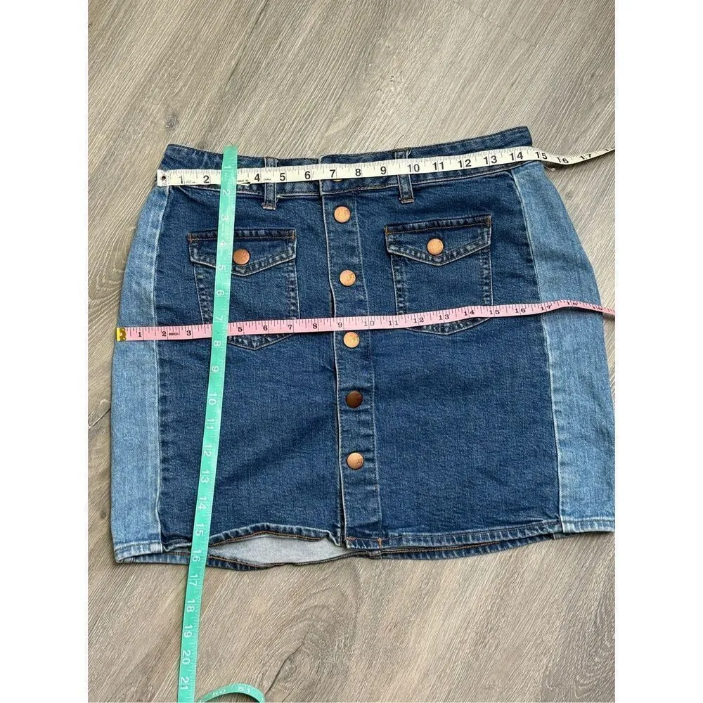 Madewell stretch denim straight mini skirt: pieced edition 28 - Image 4