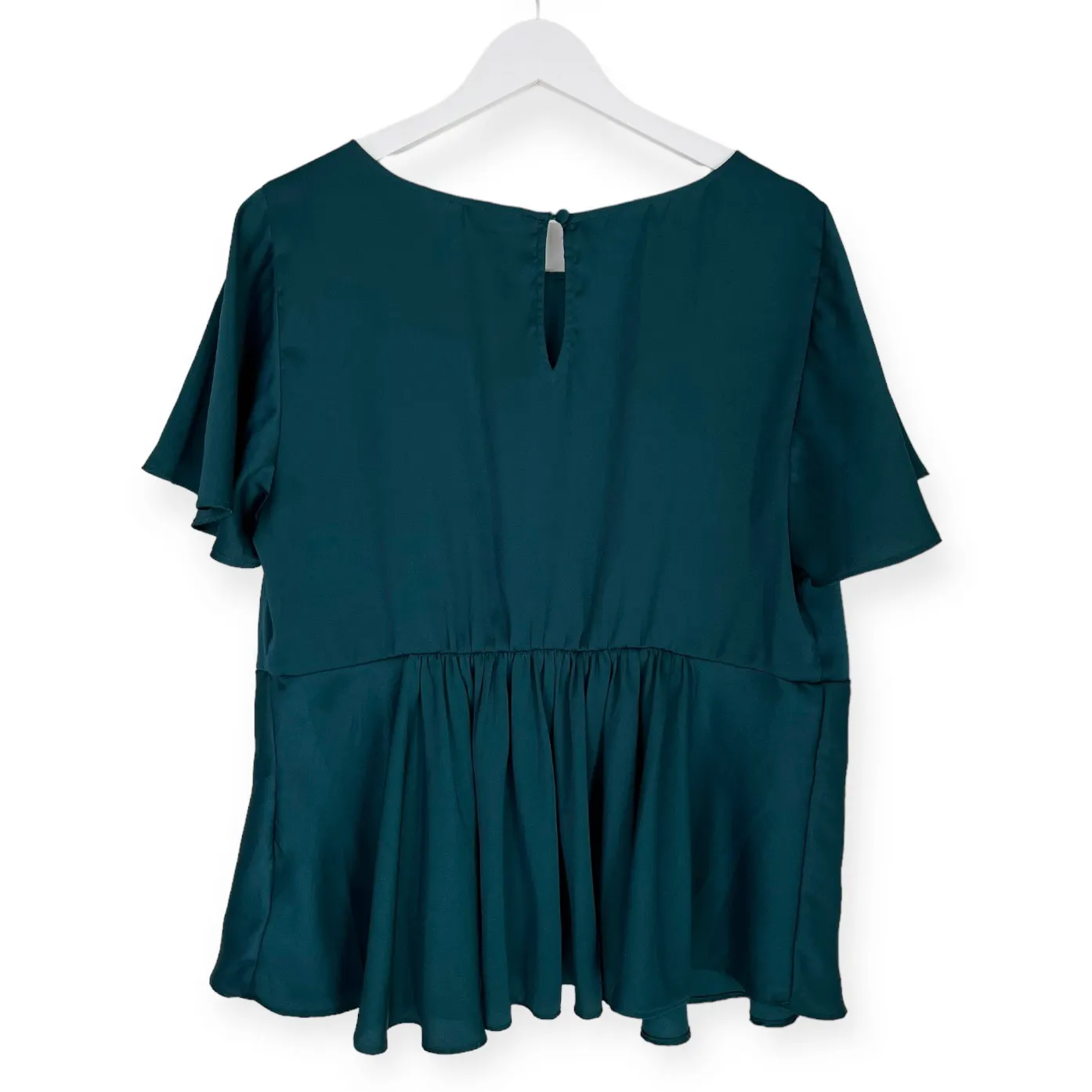 Women’s Charmeuse Babydoll Blouse in Teal Blue Green Size Large 12 - Image 5