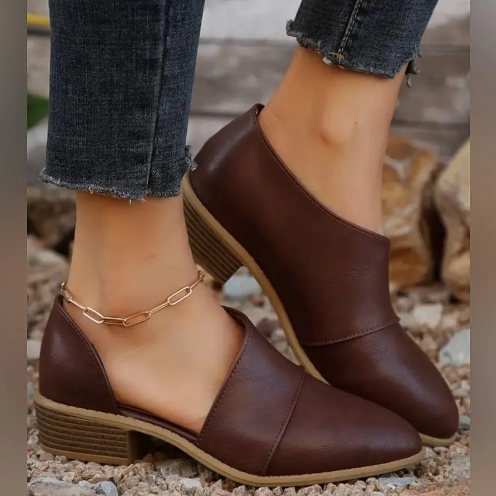 Brown Faux Leather Boots Booties with Cutout Sides Size 8 New - Image 10