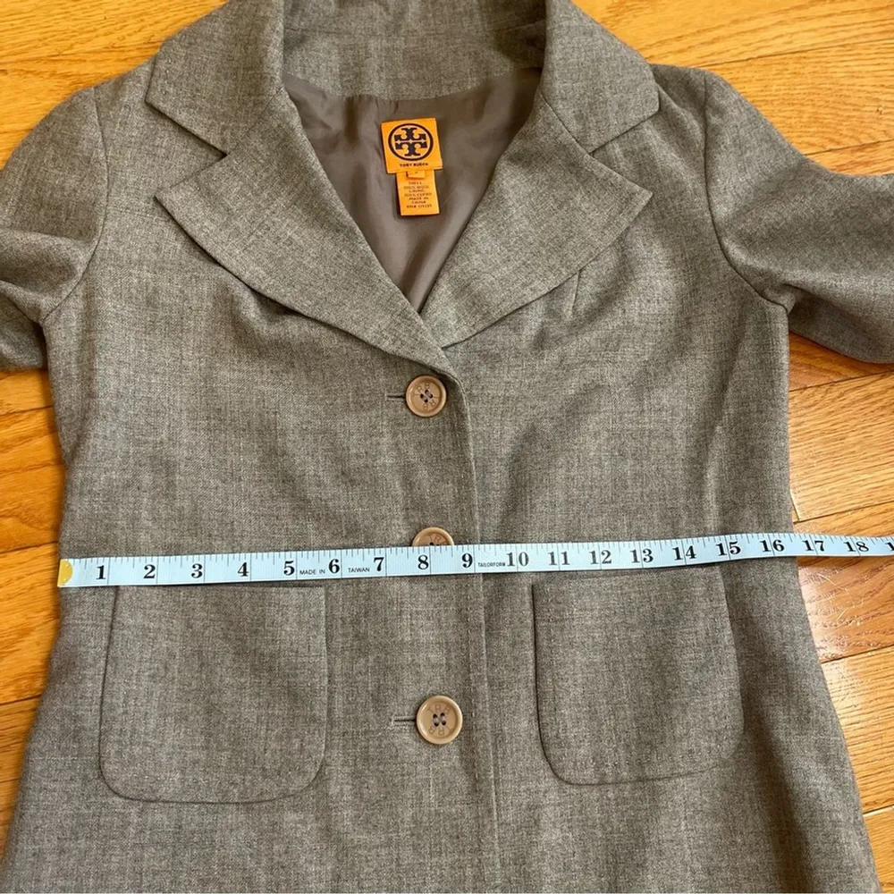 Tory Burch  100% WOOL GRAY BLAZER JACKET SIZE 6 (CON48) - Image 12
