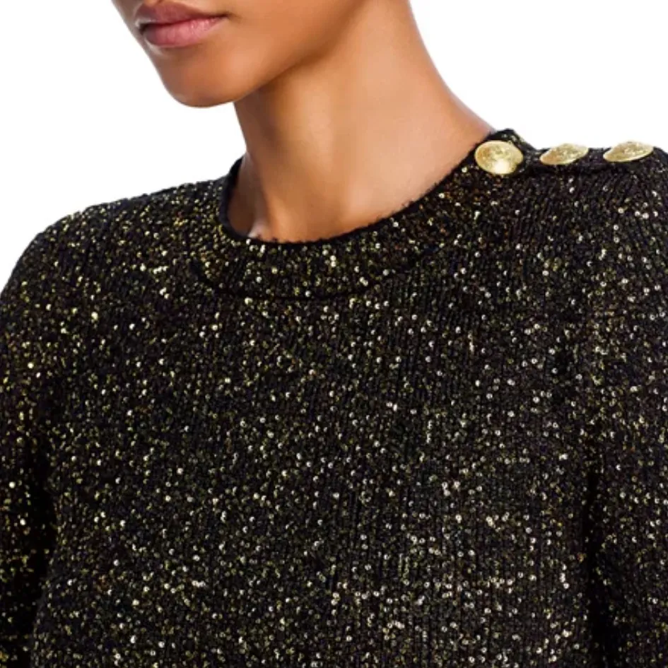 L'AGENCE Cherry Sequin Knit Long-Sleeve Minidress - Image 2