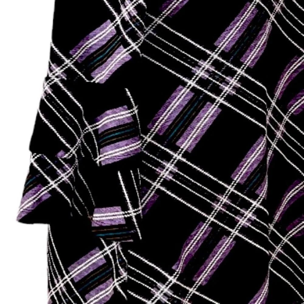 Ronni Nicole Ruffle Sleeve Shift Dress Purple Plum Plaid Women's Size XL - Image 10