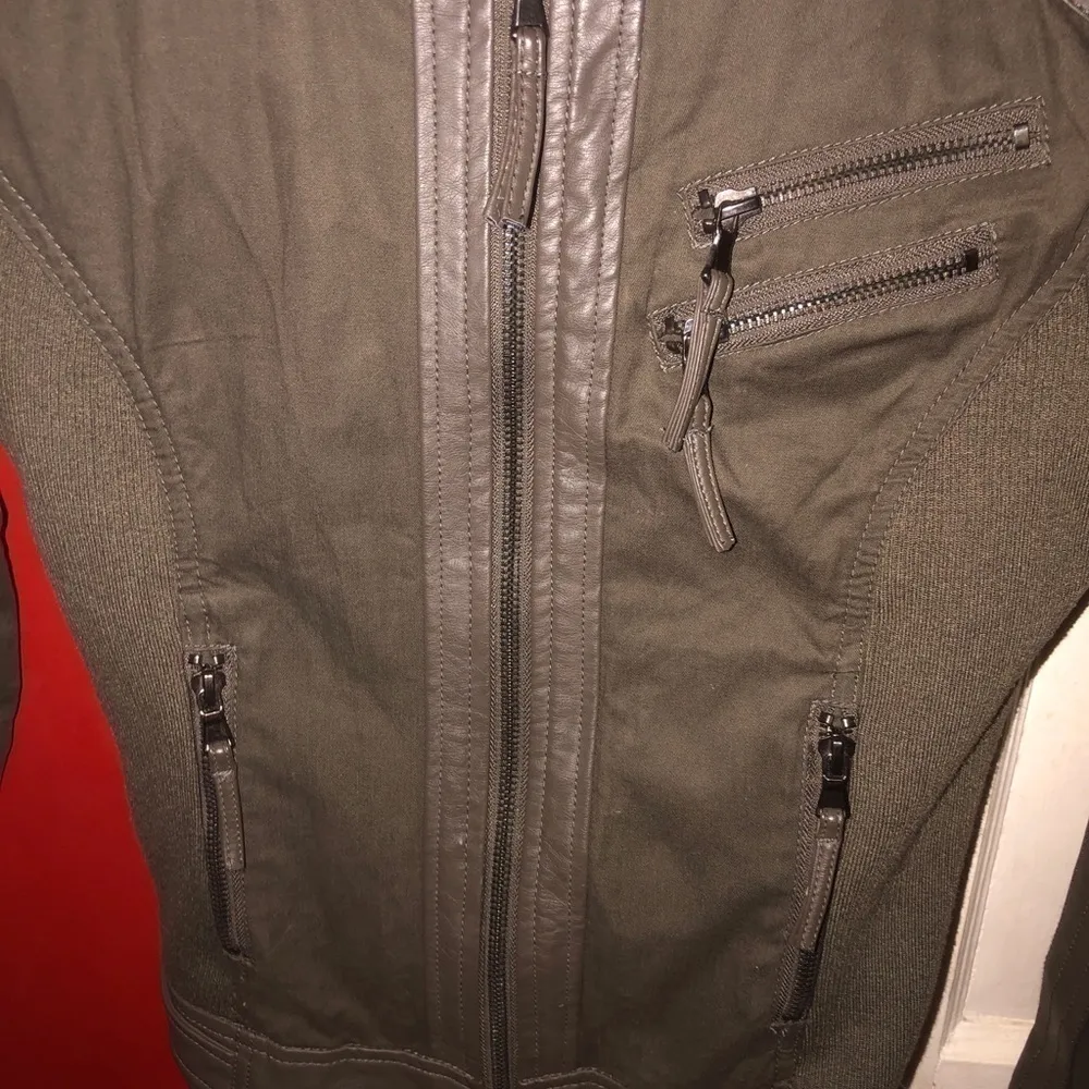 𝅺Blanc Noir Faux Leather Moto Jacket Brown Size XS - Image 12