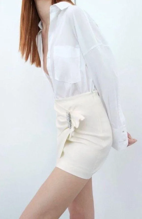 Shiny Buckle Detail Mini Skirt - Image 4