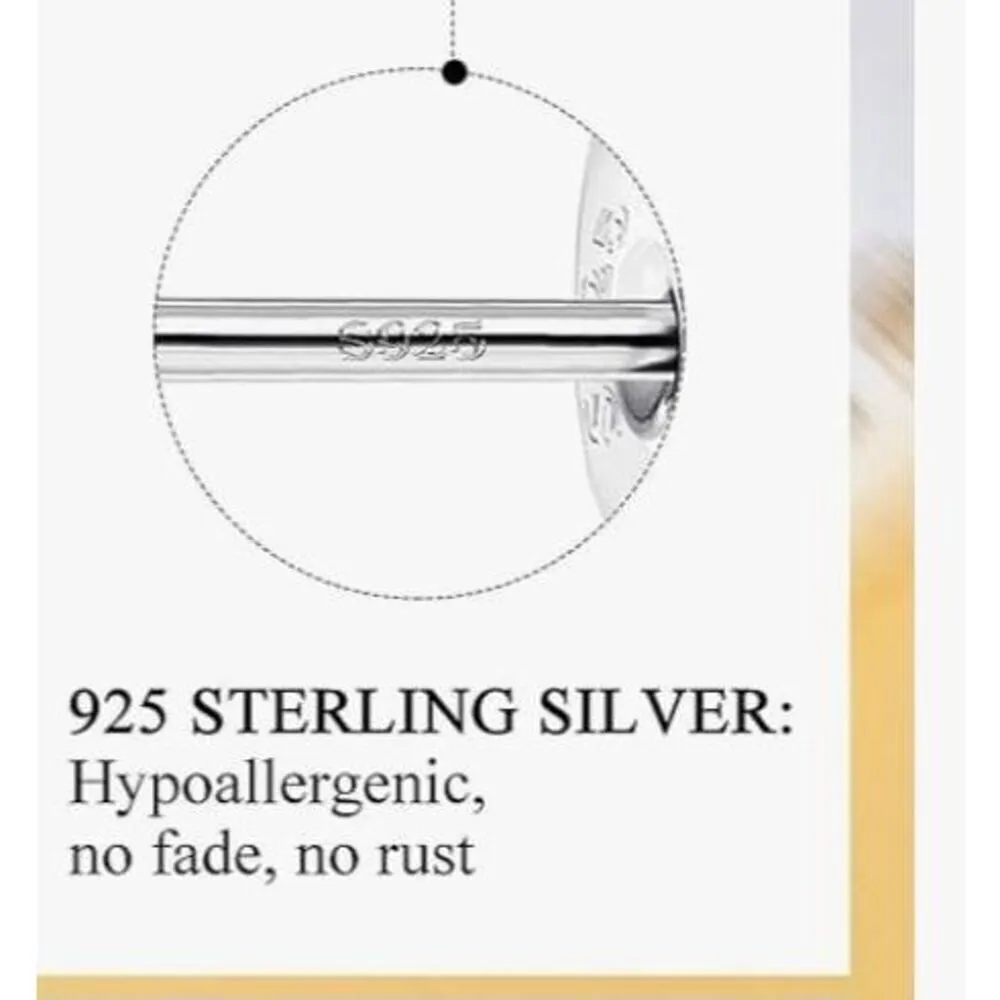Silver Moon Stud Earrings 20G 925 Sterling Silver Hypoallergenic Post Backs New - Image 4