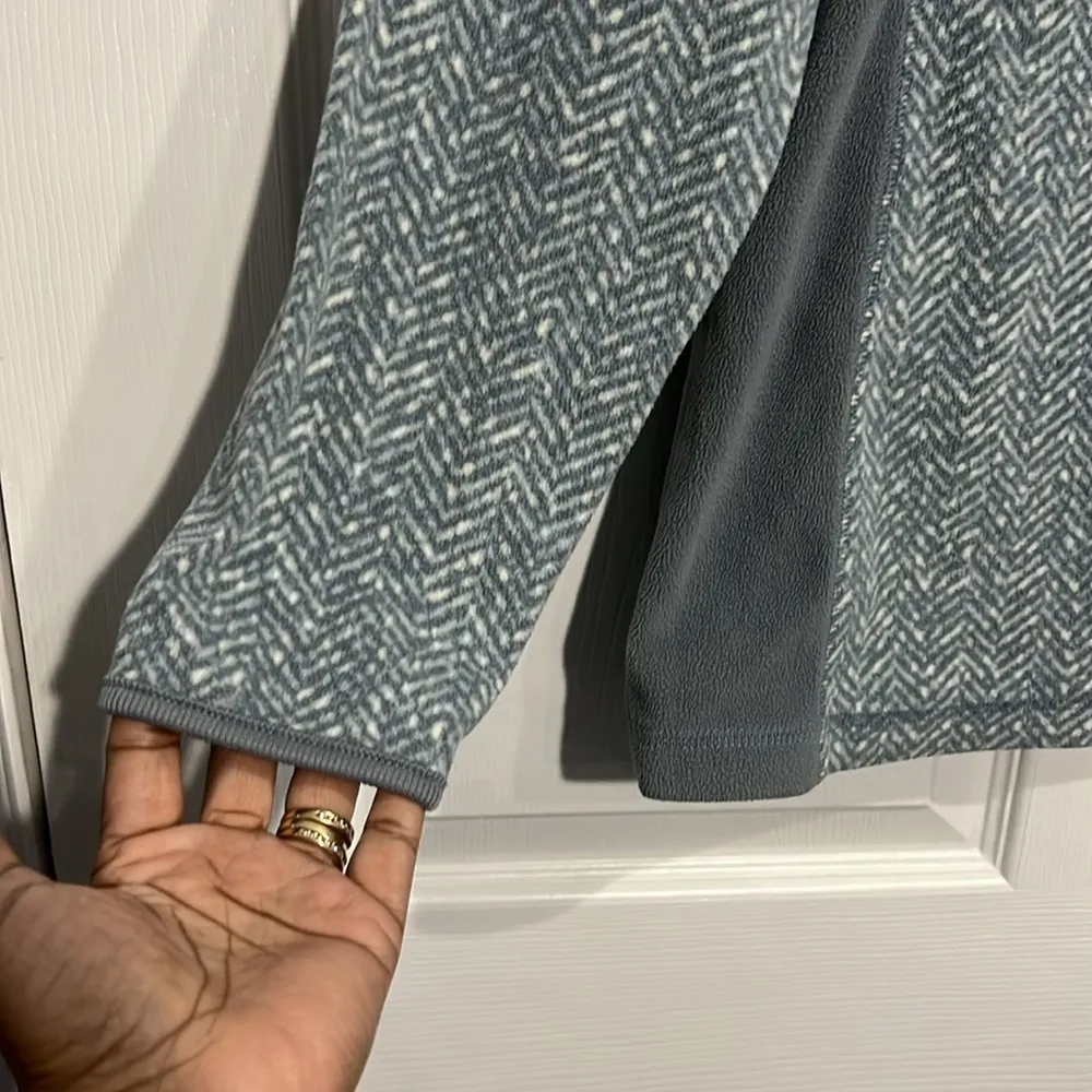 Columbia Blue Gray Pattered 1/4 Zip Fleece Pullover Jacket - Size Large - Image 3