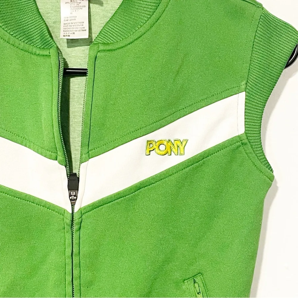 Pony Women’s Size Small Green Full Zip Sweatshirt Vest Retro - Image 2