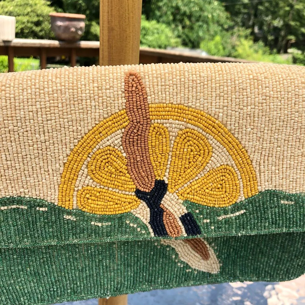 Marshalls Beaded Lemon Diver Sequin Viral Statement Bag  Handcrafted India NWT - Image 2