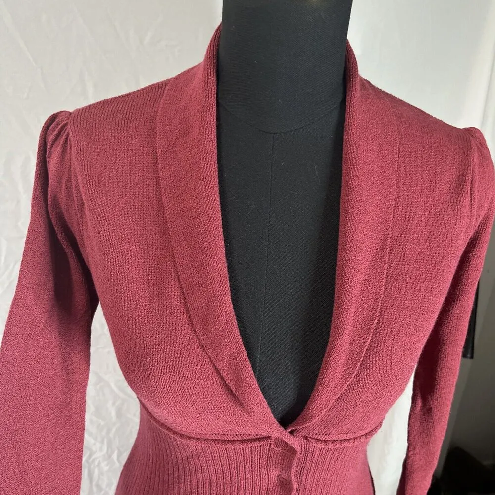 Vintage Max Edition Sz Small Cranberry Duster Cardigan W Buttons - Image 6